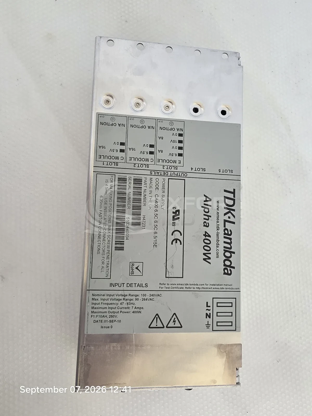 Power supply TDK Lambda Alpha 400W - PN H4731